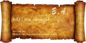 Böjte Arnold névjegykártya